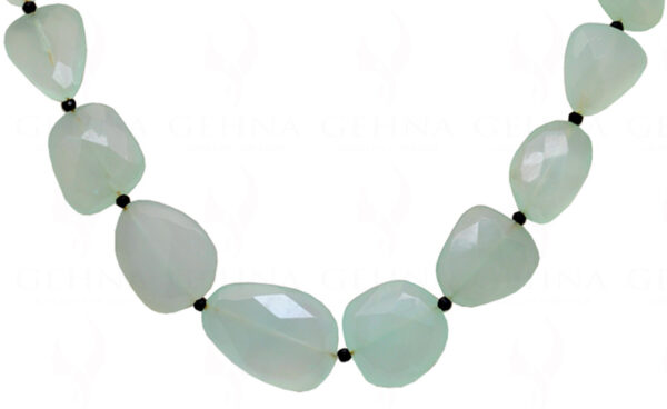 Black Onyx & Aquamarine Gemstone Beaded Necklace NS-1418