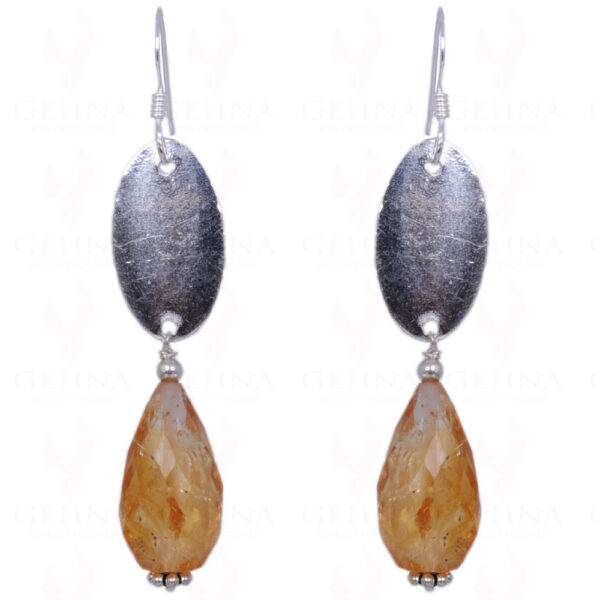 Citrine Pear Shape Bead Earrings Made In .925 Sterling Silver ES-1419