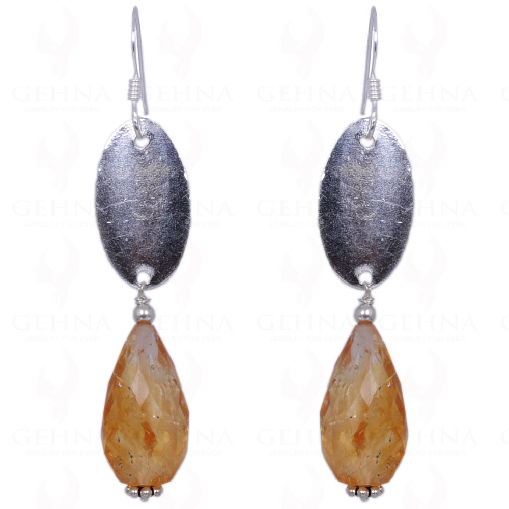 Citrine Pear Shape Bead Earrings Made In .925 Sterling Silver ES-1419