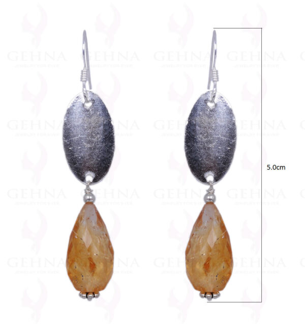Citrine Pear Shape Bead Earrings Made In .925 Sterling Silver ES-1419