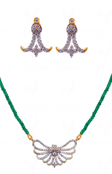 Green Onyx Gemstone Bead With Pendant & Earring Set NS-1420