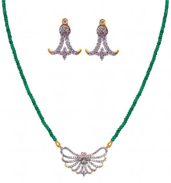 Green Onyx Gemstone Bead With Pendant & Earring Set NS-1420