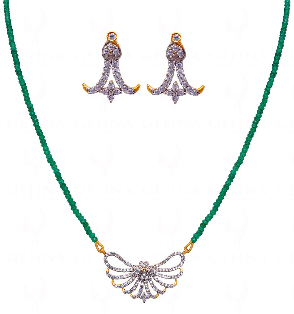 Green Onyx Gemstone Bead With Pendant & Earring Set NS-1420