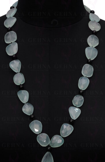 Black Onyx & Aquamarine Gemstone Necklace NS-1421