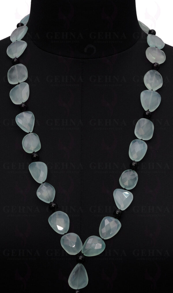 Black Onyx & Aquamarine Gemstone Necklace NS-1421