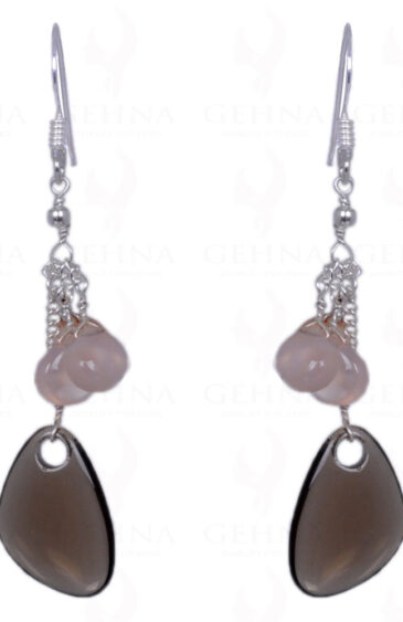 Rose Quartz & Smoky Topaz Gemstone Earrings Made In .925 Solid Silver ES-1422