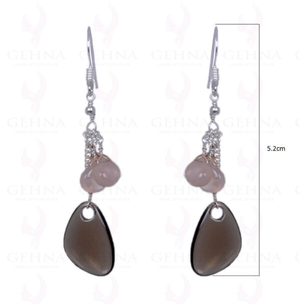 Rose Quartz & Smoky Topaz Gemstone Earrings Made In .925 Solid Silver ES-1422