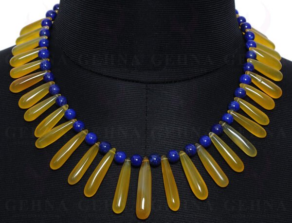 Lapis Lazuli & Lemon Topaz Gemstone Beaded Necklace NS-1423