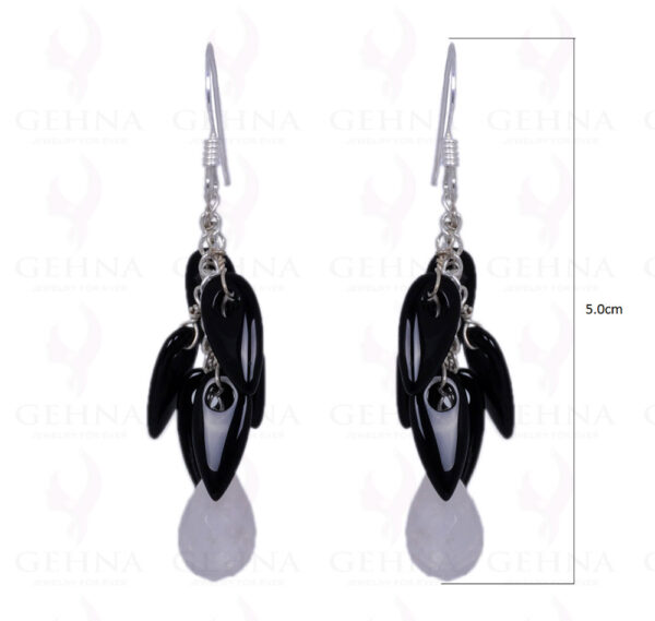 Black Spinel & Rose Quartz Gemstone Earrings Made In .925 Solid Silver ES-1423