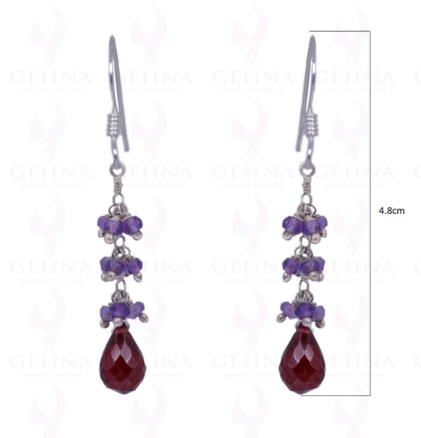 Red Garnet & Amethyst Gemstone Earrings Made In .925 Solid Silver ES-1424