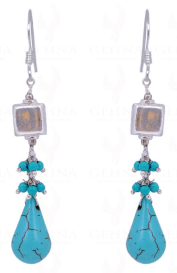 Turquoise Gemstone Bead Earrings Made In .925 Solid Silver ES-1425