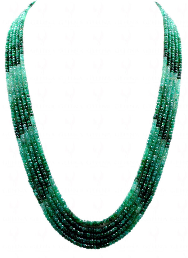 5 Rows Emerald Shaded Faceted Bead Necklace NP-1425