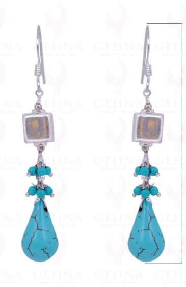 Turquoise Gemstone Bead Earrings Made In .925 Solid Silver ES-1425