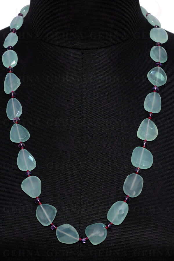 Amethyst, Aquamarine & Ruby Gemstone Bead Necklace NS-1426