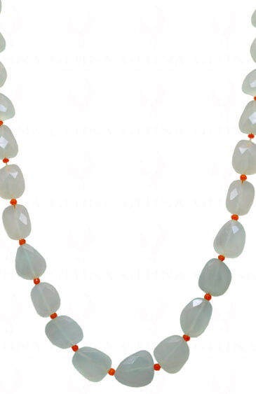 Aquamarine & Carnelian Gemstone Bead Necklace NS-1427