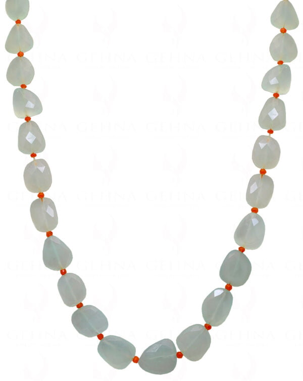 Aquamarine & Carnelian Gemstone Bead Necklace NS-1427