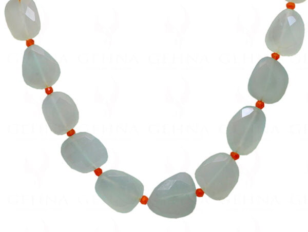 Aquamarine & Carnelian Gemstone Bead Necklace NS-1427