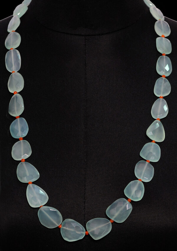 Aquamarine & Carnelian Gemstone Bead Necklace NS-1427