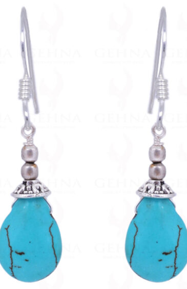 Turquoise Gemstone Drop Shape Earrings Made In .925 Solid Silver ES-1428