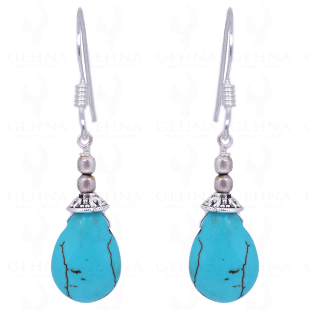 Turquoise Gemstone Drop Shape Earrings Made In .925 Solid Silver ES-1428