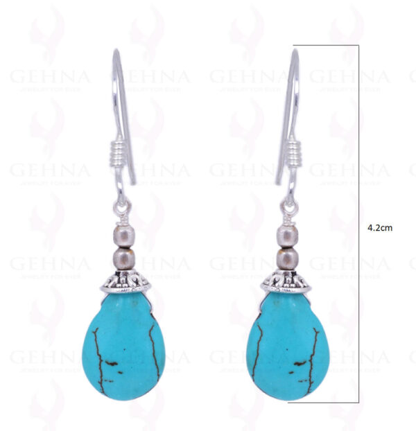 Turquoise Gemstone Drop Shape Earrings Made In .925 Solid Silver ES-1428