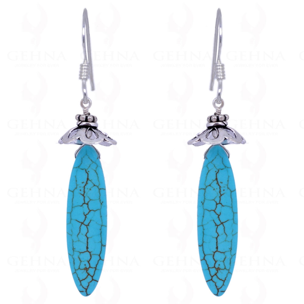 Turquoise Gemstone Marquise Shape Earrings Made In .925 Sterling Silver ES-1429