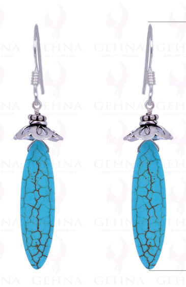 Turquoise Gemstone Marquise Shape Earrings Made In .925 Sterling Silver ES-1429