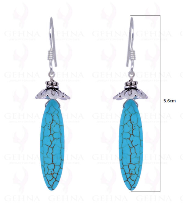 Turquoise Gemstone Marquise Shape Earrings Made In .925 Sterling Silver ES-1429