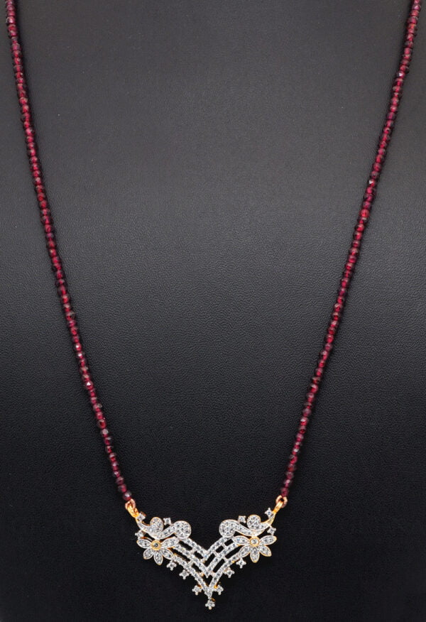 Red Garnet Gemstone Bead with Pendant & Earring Set NS-1429