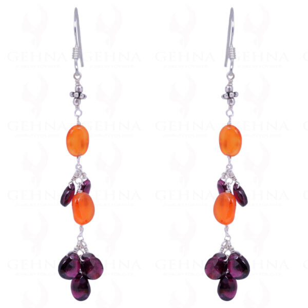 Red Garnet & Carnelian Gemstone Earrings Made In .925 Solid Silver ES-1430