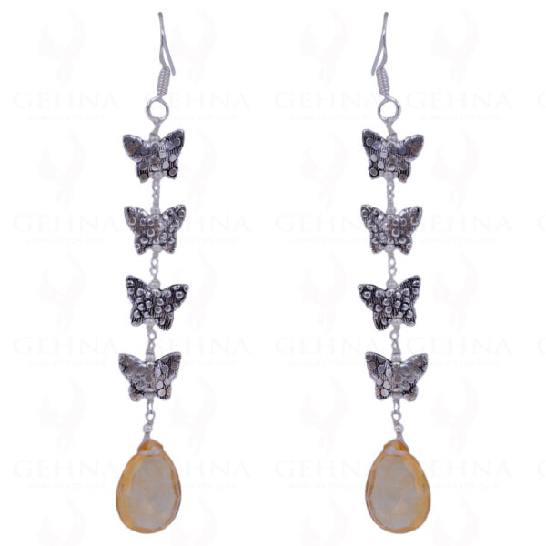 Citrine Gemstone Drop Earrings With .925 Sterling Silver Elements ES-1431