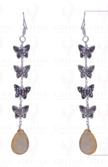 Citrine Gemstone Drop Earrings With .925 Sterling Silver Elements ES-1431