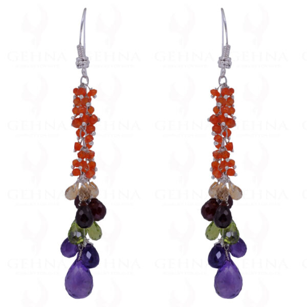 Carnelian, Garnet, Amethyst & Peridot Gemstone Earrings In .925 Silver ES-1432