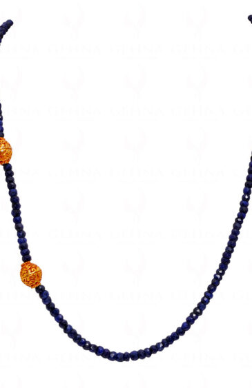 Blue Sapphire Faceted Bead Necklace With Golden Spacer Bead NP-1432