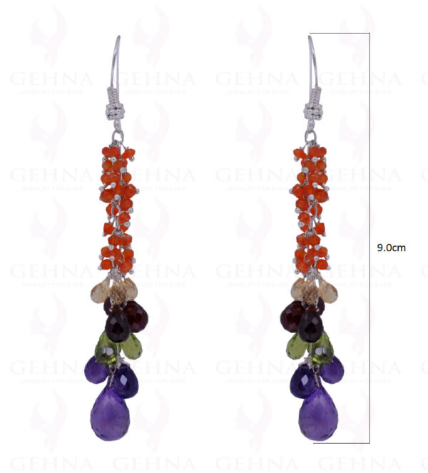 Carnelian, Garnet, Amethyst & Peridot Gemstone Earrings In .925 Silver ES-1432