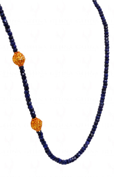 Blue Sapphire Faceted Bead Necklace With Golden Spacer Bead NP-1432