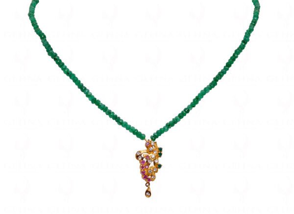 Emerald Faceted Bead String With Pendant NP-1433