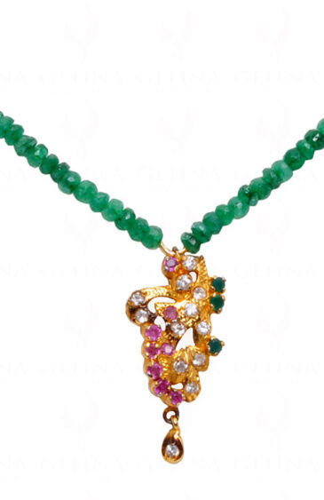 Emerald Faceted Bead String With Pendant NP-1433