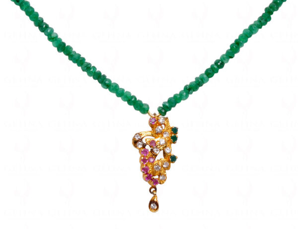 Emerald Faceted Bead String With Pendant NP-1433