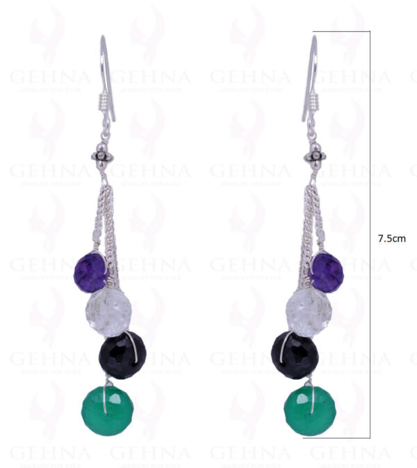 Amethyst, Aquamarine, Black Spinel & Green Onyx Gemstone Earrings ES-1434