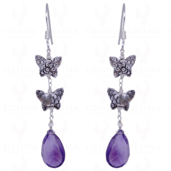 Amethyst Gemstone Drops Earrings Made In .925 Sterling Silver ES-1435