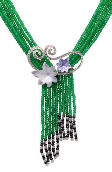 32″ Inches Long Green Emerald Faceted Bead Tie Style Necklace NP-1437