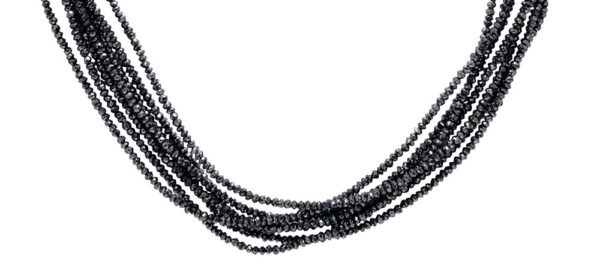 A Lot Of 15 Rows Of Natural Black Diamond Faceted Bead NP-1438