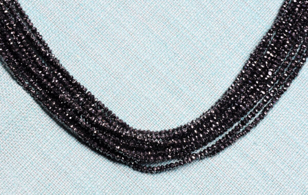 A Lot Of 15 Rows Of Natural Black Diamond Faceted Bead NP-1438