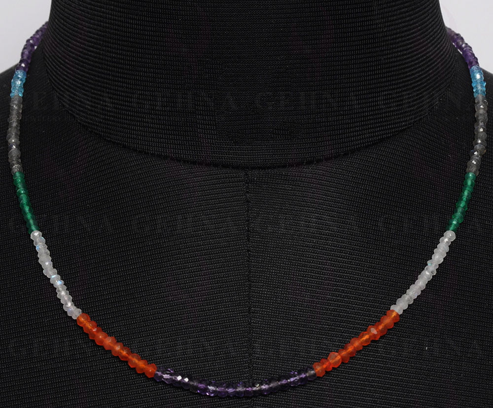 3 Line Multi Color Beads Necklace