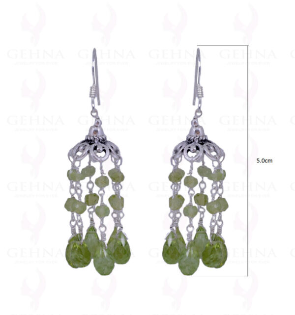 Peridot Gemstone Faceted Bead Earrings Made In .925 Sterling Silver ES-1440