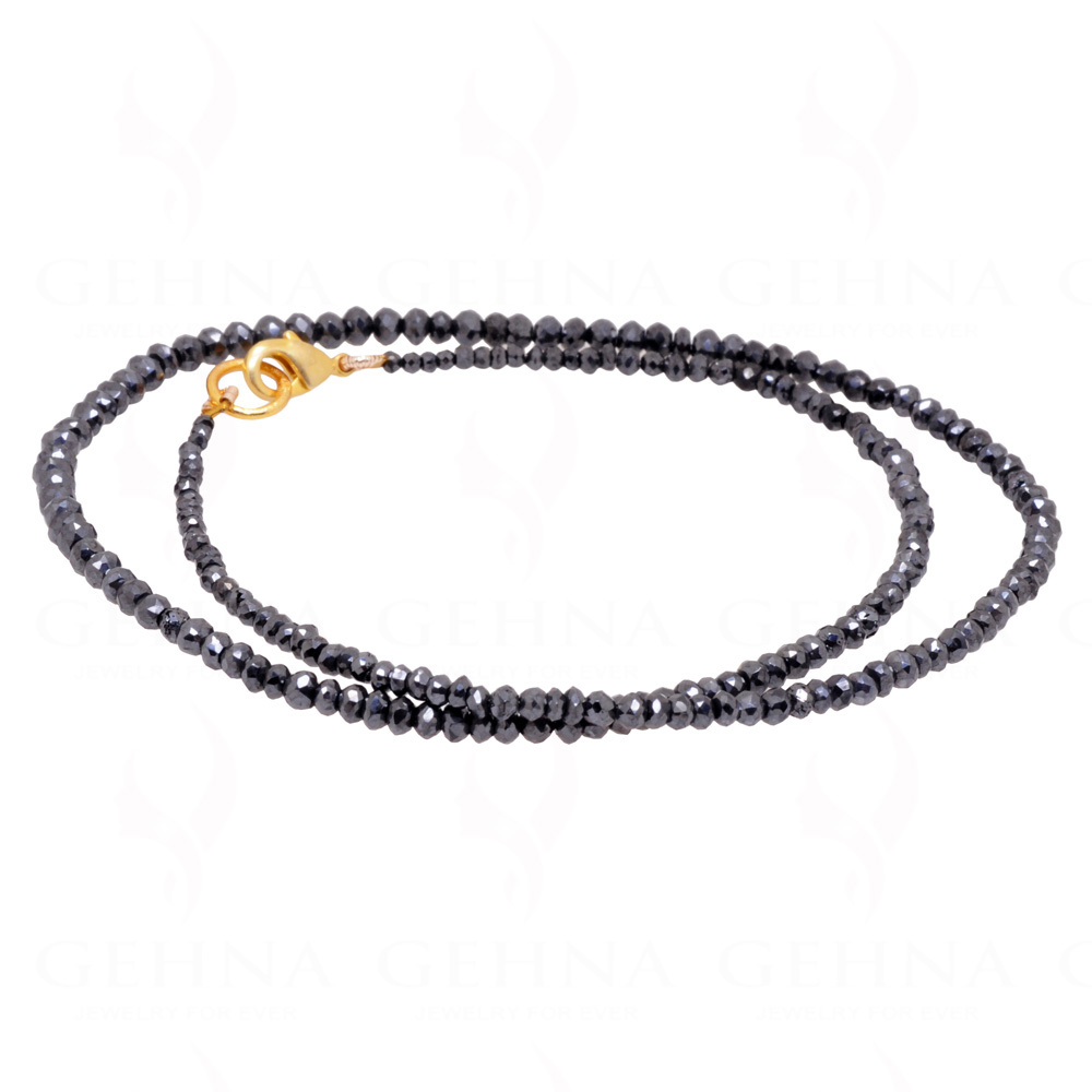18.15ct Fancy-Black Faceted Diamond Bead Necklace 17 Inches