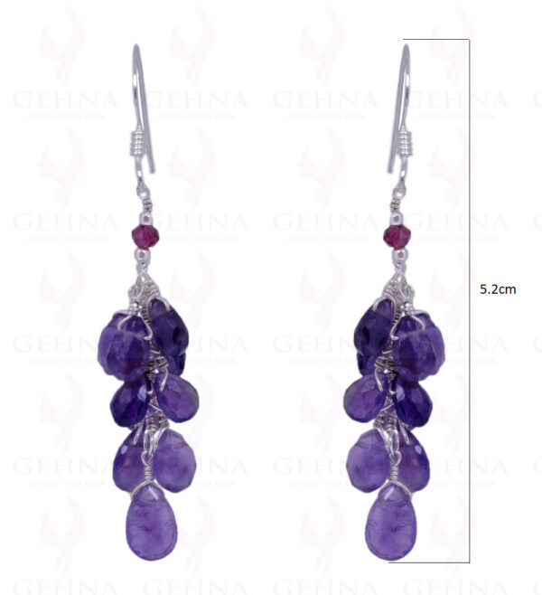 Amethyst Drops & Garnet Gemstone Earrings Made In .925 Sterling Silver ES-1441