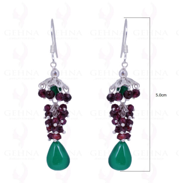 Green Onyx & Red Garnet Gemstone Earrings Made In .925 Sterling Silver ES-1443