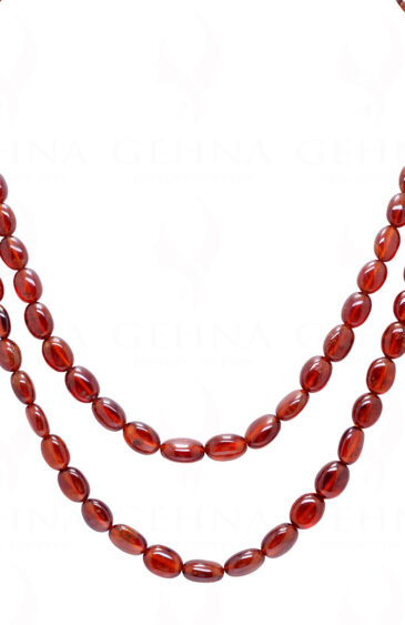 2 Rows Of Hessonite Gemstone Oval Shape Bead Necklace NP-1444